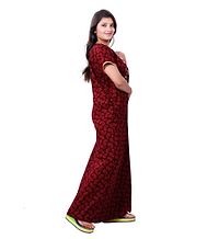 Maroon Cotton Embroidered Nightdress-thumb1