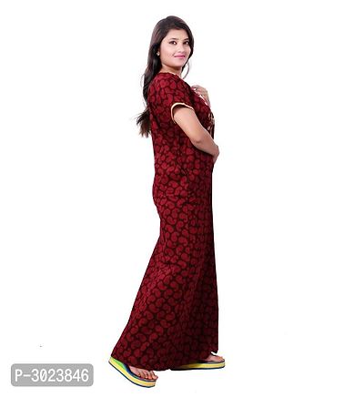 Maroon Cotton Embroidered Nightdress-thumb2