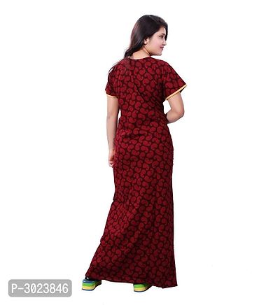 Maroon Cotton Embroidered Nightdress-thumb3