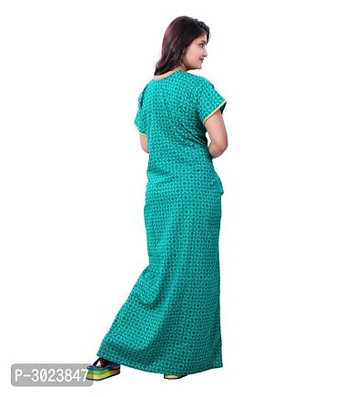 Green Cotton Embroidered Nightdress-thumb3