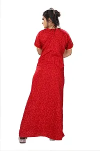 Red Cotton Embroidered Night Gown-thumb2