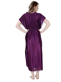 RnP Women's Wine Long Kaftan Satin Nighty (Free)-thumb1