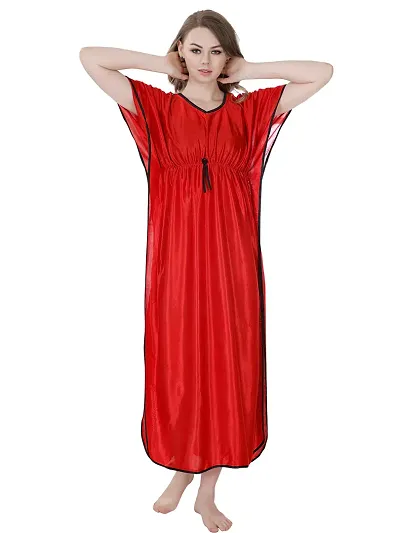 Stylish Solid Satin Nighty For Women