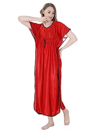 RnP Women's Red Long Kaftan Satin Nighty (Free)-thumb2