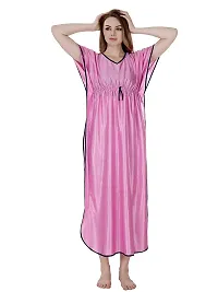 RnP Women's Pink Long Kaftan Satin Nighty (Free)-thumb2