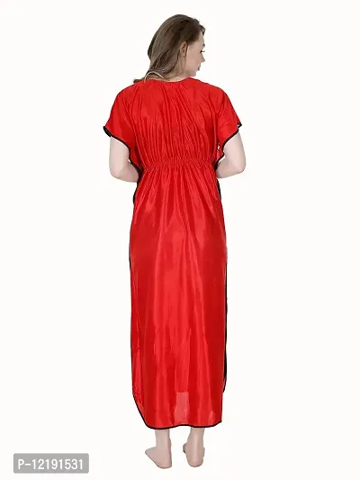 RnP Women's Red Long Kaftan Satin Nighty (Free)-thumb2