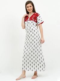 RnP White Embroidered Nighty-thumb2