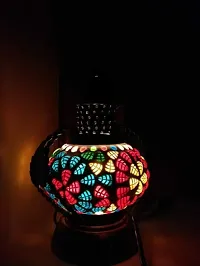 Wooden and Glass Decorative Electric Lamp/Lantern (Small, multy)-thumb1