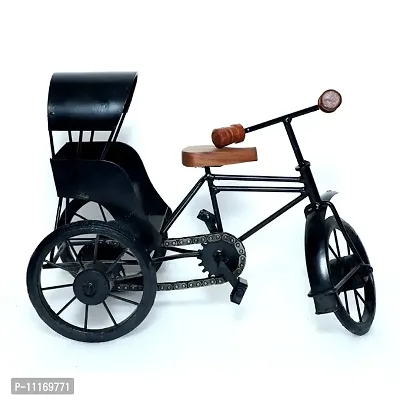 Doon Wooden and Wrought Iron Miniature Rickshaw, Black-thumb0