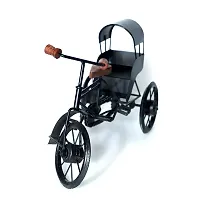 Doon Wooden and Wrought Iron Miniature Rickshaw, Black-thumb2