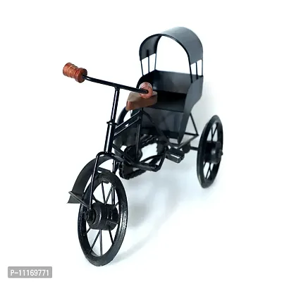 Doon Wooden and Wrought Iron Miniature Rickshaw, Black-thumb3