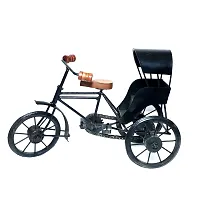 Doon Wooden and Wrought Iron Miniature Rickshaw, Black-thumb1