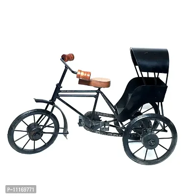 Doon Wooden and Wrought Iron Miniature Rickshaw, Black-thumb2