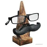 Doon Wooden Nose Shaped Spectacle Specs Eyeglass Sunglasses Holder Stand with Lips and Mustache Spectacle Holder | Nose Shaped Eyeglass Holder Spectacle Display Stand Accessory Makes a Couple Gift-thumb2