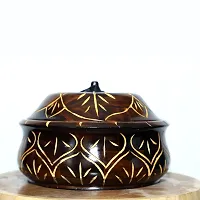 Doon  Wooden Chapati Warmer Box Casserole Wooden hotpot roti Box chapati Holder Natural Finish Wooden Chapati Box for Kitchen Roti Server Tableware Natural Color - Brown 9inch (1 Pic)-thumb1