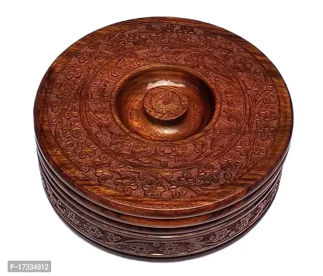 Doon  Wooden Stylish Casserole | Chapati Box | Chapati Box for Kitchen | Hotpot Roti Box | Casserole for Kitchen | Serving Casserole Set | Hotpot for Chapati | Dining Table Decoration-thumb2