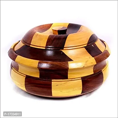 Doon Handicraft Wooden Casserole | Chapati Box | Chapati Box for Kitchen | Hotpot Roti Box | Casserole for Kitchen | Serving Casserole Set | Hotpot for Chapati | Brass Inlay Decoration-thumb2