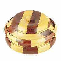 Doon Handicraft Wooden Casserole | Chapati Box | Chapati Box for Kitchen | Hotpot Roti Box | Casserole for Kitchen | Serving Casserole Set | Hotpot for Chapati | Brass Inlay Decoration-thumb3