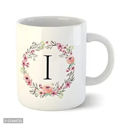 Doon Colorful Floral Alphabet Letter I Printed Coffee Mug For Girls Boys Friends Love Kids Best Gift For Birthday Anniversary (Microwave Safe Ceramic Tea Coffee Mug-350ml)-thumb0