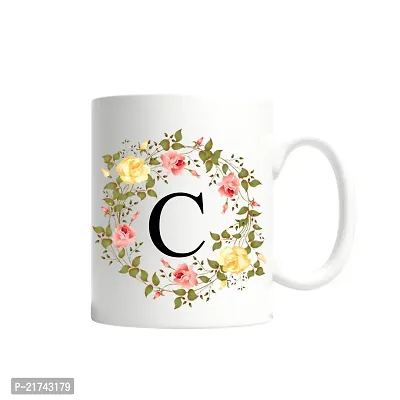 Doon Colorful Floral Alphabet Letter C Printed Coffee Mug For Girls Boys Friends Love Kids Best Gift For Birthday Anniversary (Microwave Safe Ceramic Tea Coffee Mug-350ml)-thumb4