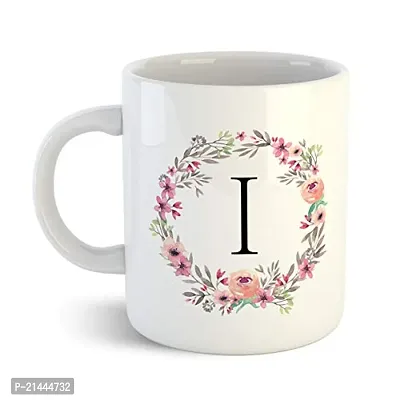 Doon Colorful Floral Alphabet Letter I Printed Coffee Mug For Girls Boys Friends Love Kids Best Gift For Birthday Anniversary (Microwave Safe Ceramic Tea Coffee Mug-350ml)-thumb2