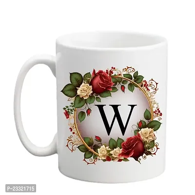 Doon Colorful Floral Alphabet Letter Printed Coffee Mug For Girls Boys Friends Love Kids Best Gift For Birthday Anniversary Initial Letter (Microwave Safe Ceramic Tea Coffee Mug-330ml)-thumb0