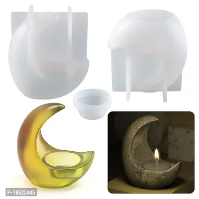 R H lifestyle 3D Silicone Candle Holder Resin Molds for Home Decoration (Moon Shape Candle Holder Mold) Pack of 1 SM4577