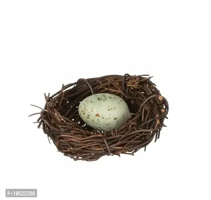 R H LIFESTYLE Artificial Nest with Eggs for Crafts Home Party Decor (NEST with 1 Egg)-thumb0