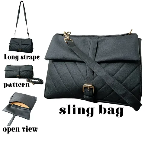 Classic PU Sling Bag with Strap for Womens