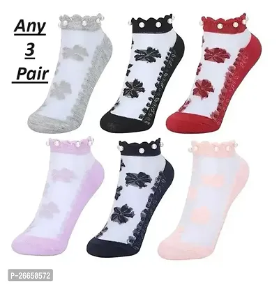 04 Pairs Winters Velvet Socks With Thermal Thumb Warm Ankle Length Feather Stretchable Socks For Womens Girls  Ladies