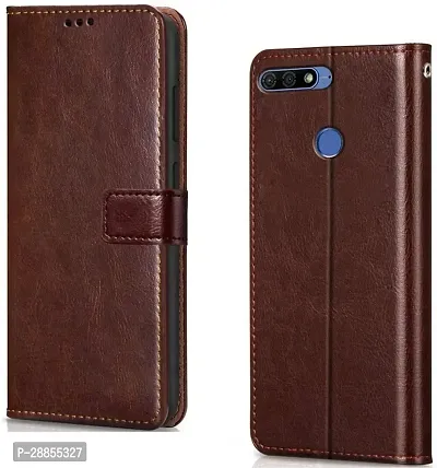 COVERBLACK Grip Case Artificial Leather::Silicon Flip Cover for Honor AUM-AL20 / Honor 7A - Vintage Brown-thumb0