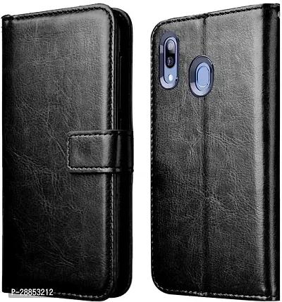 Classy Magnetic Case Artificial Leather And Rubber Flip Cover For Vivo Y93 - Vintage Case Black-thumb0