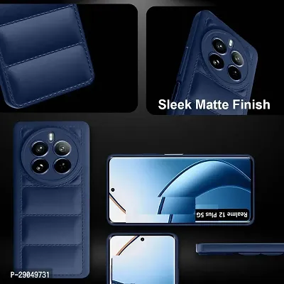 COVERBLACK Puff Case Soft Silicon Flexible Rubber Case Back Cover for Realme 12+ 5G - Navy Blue-thumb5