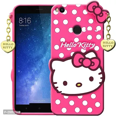 COVERBLACK Flexible Rubber Back Cover for Mi Max 2 - Hello Kitty Pink