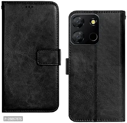 COVERBLACK Dual Protection Artificial Leather::Silicon Flip Cover for ITEL P662L / Itel P40 (6.6 Inch) - Vintage Starry Black-thumb0