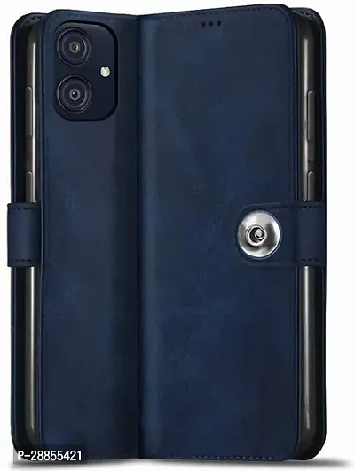 COVERBLACK Grip Case Artificial Leather::Silicon Flip Cover for SAMSUNG M04 - SM-M045F - Navy Blue-thumb0