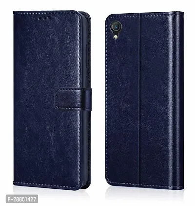 COVERBLACK Magnetic Case Artificial Leather::Rubber Flip Cover for Vivo Y90 - Navy Blue-thumb0