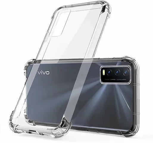 Red Champion Transparent Back Cover for Vivo Y30 Translucent Shock Proof TPU + Polycarbonate Mobile Cover