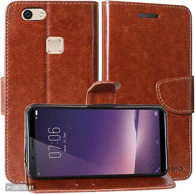 Stylish Brown Artificial Leather Flip Cover Vivo Y81 / Vivo 1803-thumb0