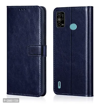 COVERBLACK Shock Proof Artificial Leather::Rubber Flip Cover for Tecno Spark Go 2021 - Blue-thumb0