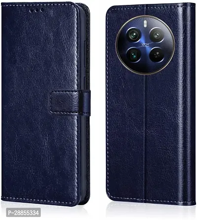 COVERBLACK Hybrid TPU Artificial Leather::Silicon Flip Cover for Realme 12Pro Plus RMX3840 - Blue-thumb0