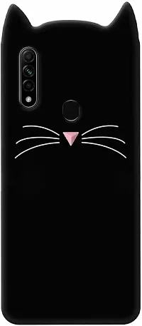 BUSTYLE Cat Kitty Back Cover Compatible with Oppo A31 - Black