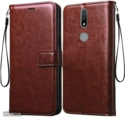 Classy Magnetic Case Artificial Leather And Silicon Flip Cover For Nokia Ta-1270 / Nokia_2.4 - Vintage Brown-thumb0