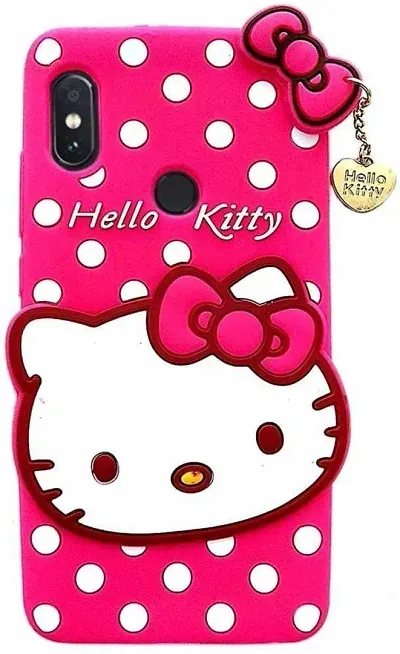 RRTBZ Hello Kitty Soft Rubber Back Case Cover Compatible for Vivo V9 with Earphone -Magenta