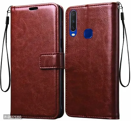 Stylish Brown Artificial Leather Flip Cover Vivo Y12