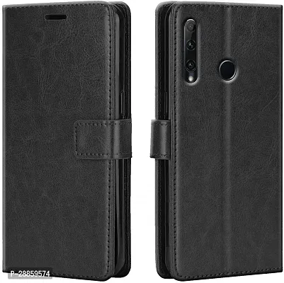 Classy Dual Protection Artificial Leather And Silicon Flip Cover For Honor Hry-Al00Ta / Honor_20I - Vintage Starry Black-thumb0