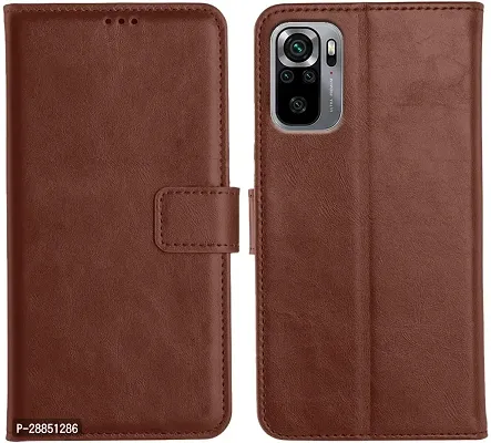 COVERBLACK Dual Protection Artificial Leather::Rubber Flip Cover for Mi Note 10s / Redmi Note 10s - Brown