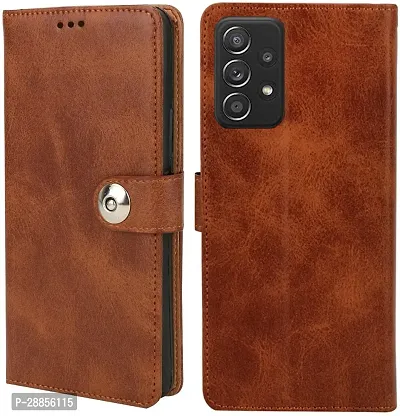 Classy Shock Proof Artificial Leather Flip Cover For Samsung A13 4G Sm-A135F - Brown-thumb0