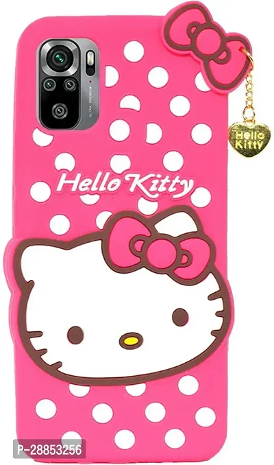 Classy Flexible Rubber Back Cover For Mi Redmi Note 10S - Hello Kitty Pink-thumb0