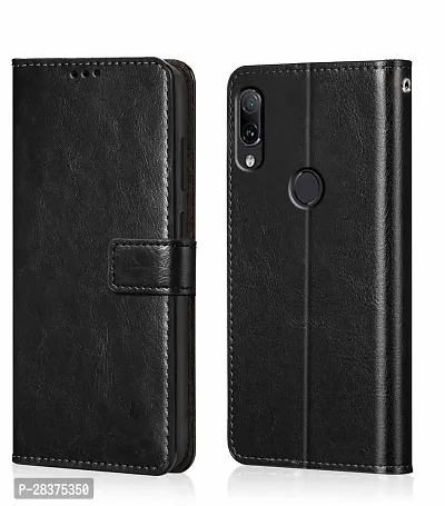 Stylish Black Artificial Leather Flip Cover Mi Redmi Y3/ Redmi 7-thumb0